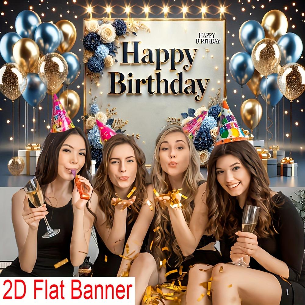 1Pcs Happy Birthday Balloons Flowers Gift Box Decoration Background Birthday Backdrop Decorations For Photo Studio Booth Party