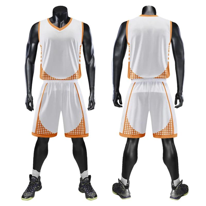 Custom Personalized Digital Print Mens Basketball Shirt Polyester Mesh Summer Breathable Basketball Jersey Set With Name WMS14