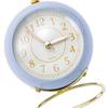 Small Round Clock Circular Base Mute Corrosion Resistance Quartz Bedside Alarm Clock with Night Light for Bedroom