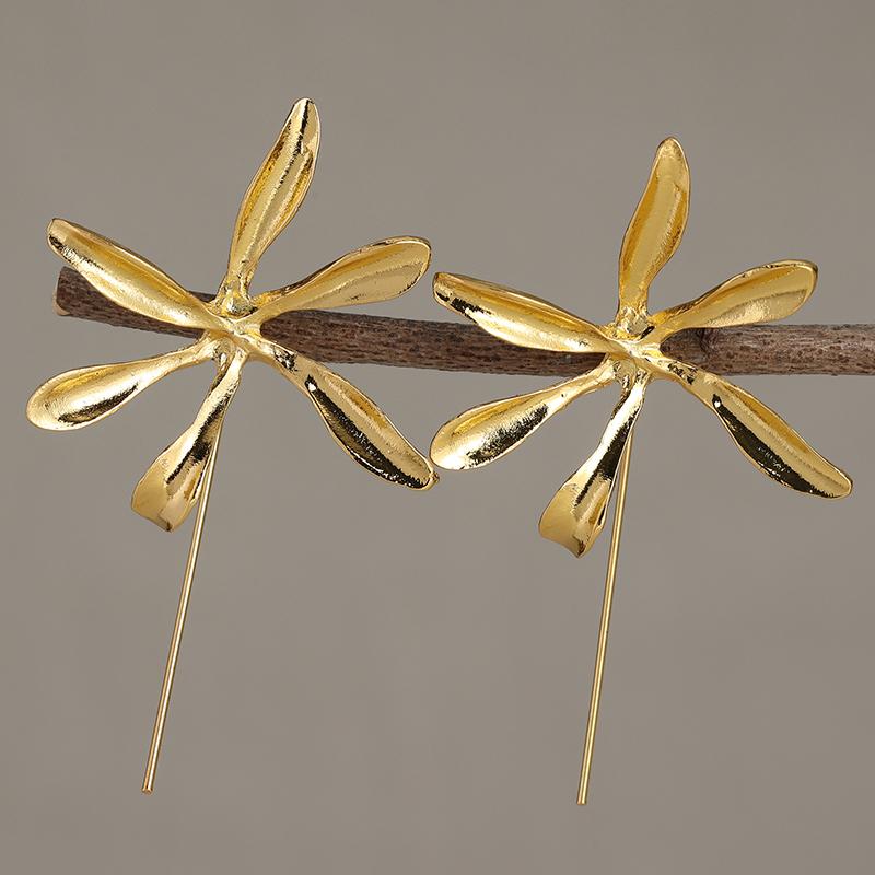 Модные Металлические Серьги-Подвески Цветок Золотого Цвета для Женщин Трендовые Длинные Ручной Работы Персональные