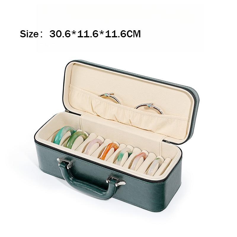 Boîte à Bijoux en Cuir Boîte à Bijoux de Poche Rangement Bracelet Étuis de Protection Boîtes de Rangement Bagues Organiseur de Boîte à Bijoux à Compartiments Divisés
