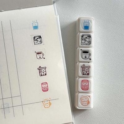 New 6 Designs Decorative Stamps Diy Crafts Cartoon Press Inkpad Stamps Multipurpose Scrapbooking Stamp Journal Planner
