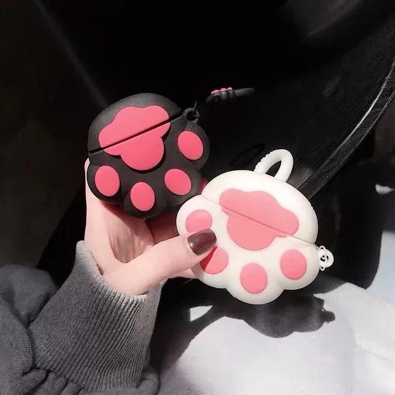 3D Cute Cartoon Cat Paw Earphone Case for Apple AirPods 1 2 Pro 3 2 Bluetooth Silicone Earphone Case for AirPods 4 3 Cover Cases Shell