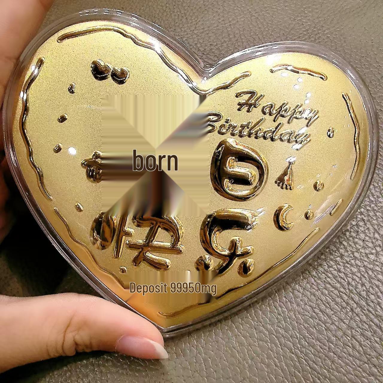 

999 Gold Heart Round Cake Gift Box for Celebrations: Love, Birthday, Wedding, Valentine s, Qixi 520 Festival Gifts.