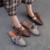 Fashion GKTINOO Genuine Leather French Flower Pointed Toe Sandals 2025 Summer New Retro Versatile Women's Low Heel Shoes