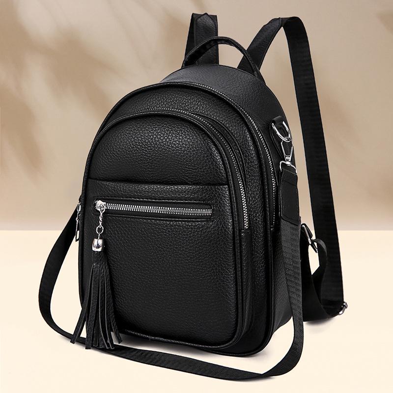 

2025 Trendy Soft Leather Women s Backpack: Versatile & Fashionable Travel Bag чорний