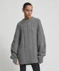 LADY VOLUME Drop Shoulder Oversized Cable Knit Sweater_Gray