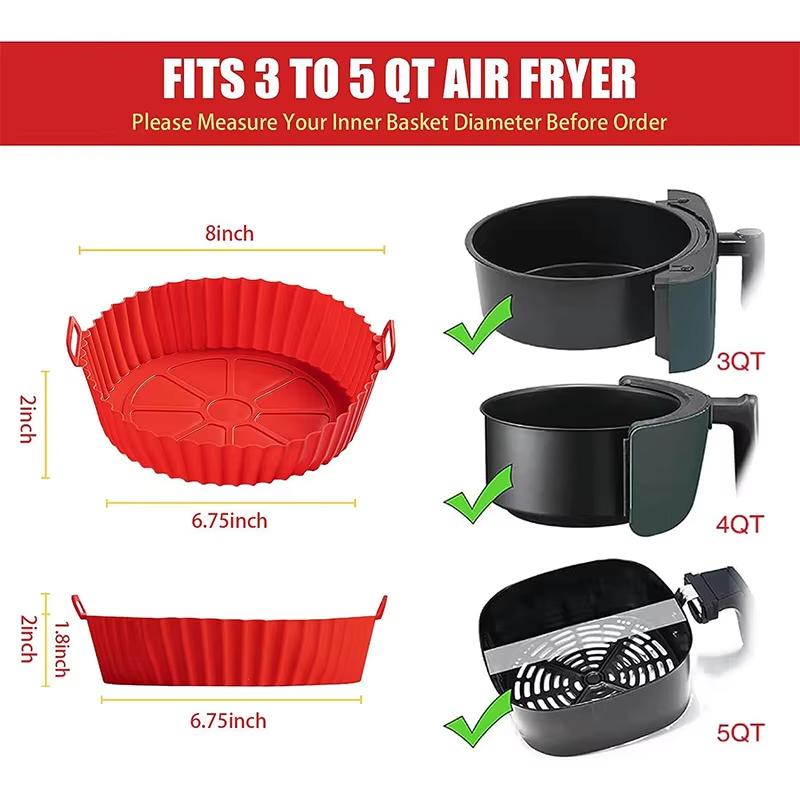 Airfryer Silicone Basket Reusable Baking Tray Silicone Mold for AirFryer Pizza Fried Chicken Basket Air Fryer Liners Accessories