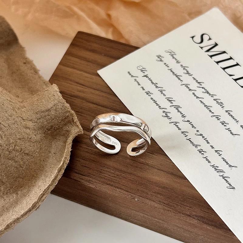 Adjustable Double Layer Irregular Texture Ring - Versatile and Stylish Women's Fashion Index Finger Ring