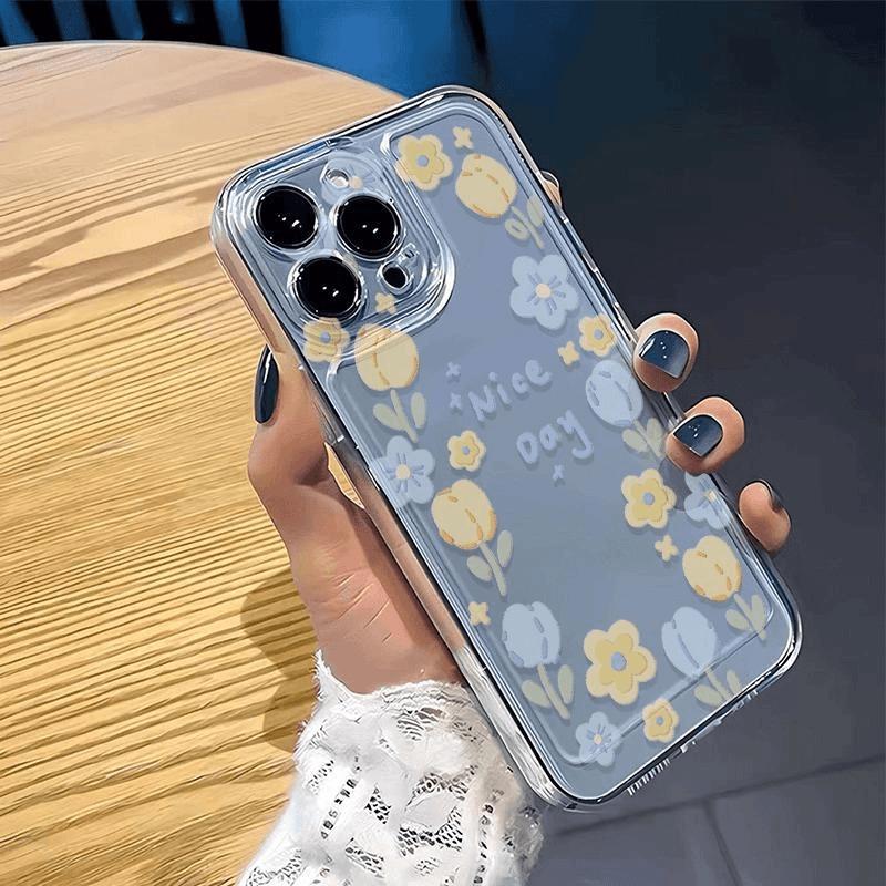Flower Phone Case for IPhone 16 15 14 13 12 11 Pro Max 14 15 16 Plus Shockproof Transparent Soft Cover Bumper Dustproof