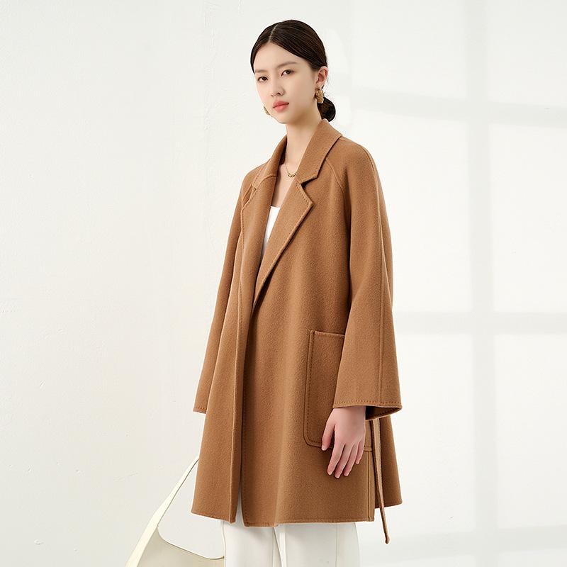 100% Pure Cashmere Double-Sided Women's Petite Woolen Overcoat