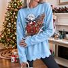 Women's Casual Crewneck Sweatshirt with Scalloped Hem and Christmas Graphic Print