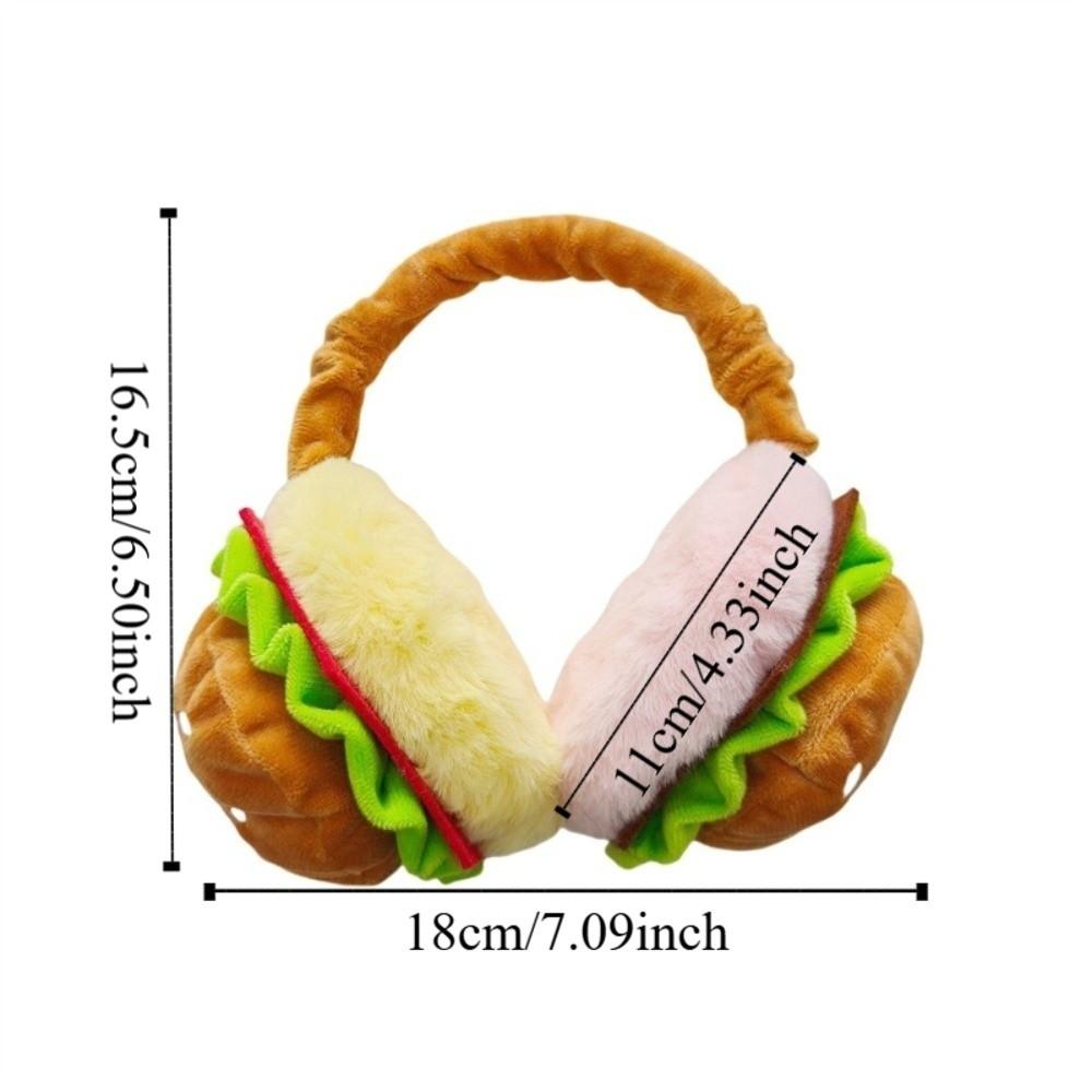 Warm Soft Hamburger Ear Warmer Thickened Funny Ear Cover Foldable Windproof Cold Protection Earmuffs Riding