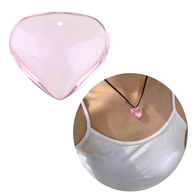 Colorful Heart-shaped Glass Pendant Beads Love Heart Charm Component Candy Color for DIY Keychain Neckchain Crafts