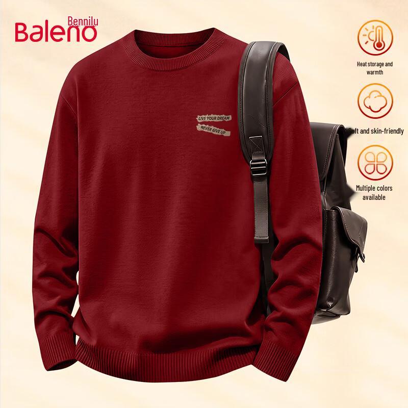 Baleno Men's Winter Fleece-Lined Crewneck Pullover Sweater