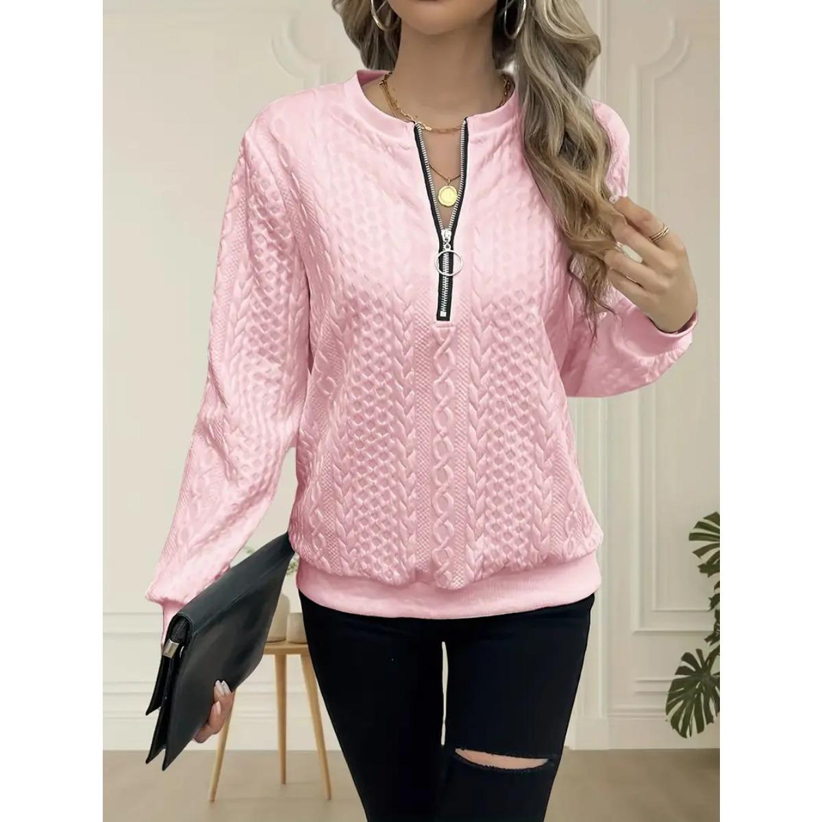 

Women s Quilted 4-in-1 Zip Pullover Hoodie, Casual Korean Style Sweatshirt For Europe And America Cross Border 6XL рожевий