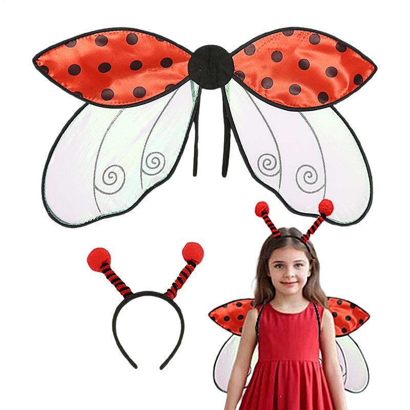 Costume Wings Vivid Polyester Fiber Wings Ladybug Cosplay Wing Costume Accessories for Halloween Stage Performance