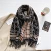 Autumn and winter new geometric thousand bird grid double-sided imitation cashmere scarf women's thickened warm shawl travel photo scarf