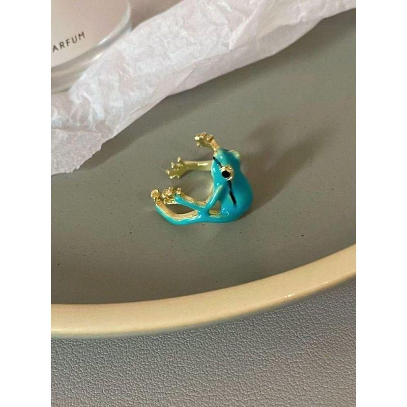 Cross-Border Unique Green Quirky Frog Ring Niche Design Cute European and American Style Fashion Ring Adjustable Opening