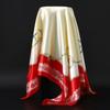 New Fashion Luxury Printing 90*90CM Women Scarf Satin Twill Square Big Shawl Elegant Headscarf Camellia Soft Neck Tie Bandana