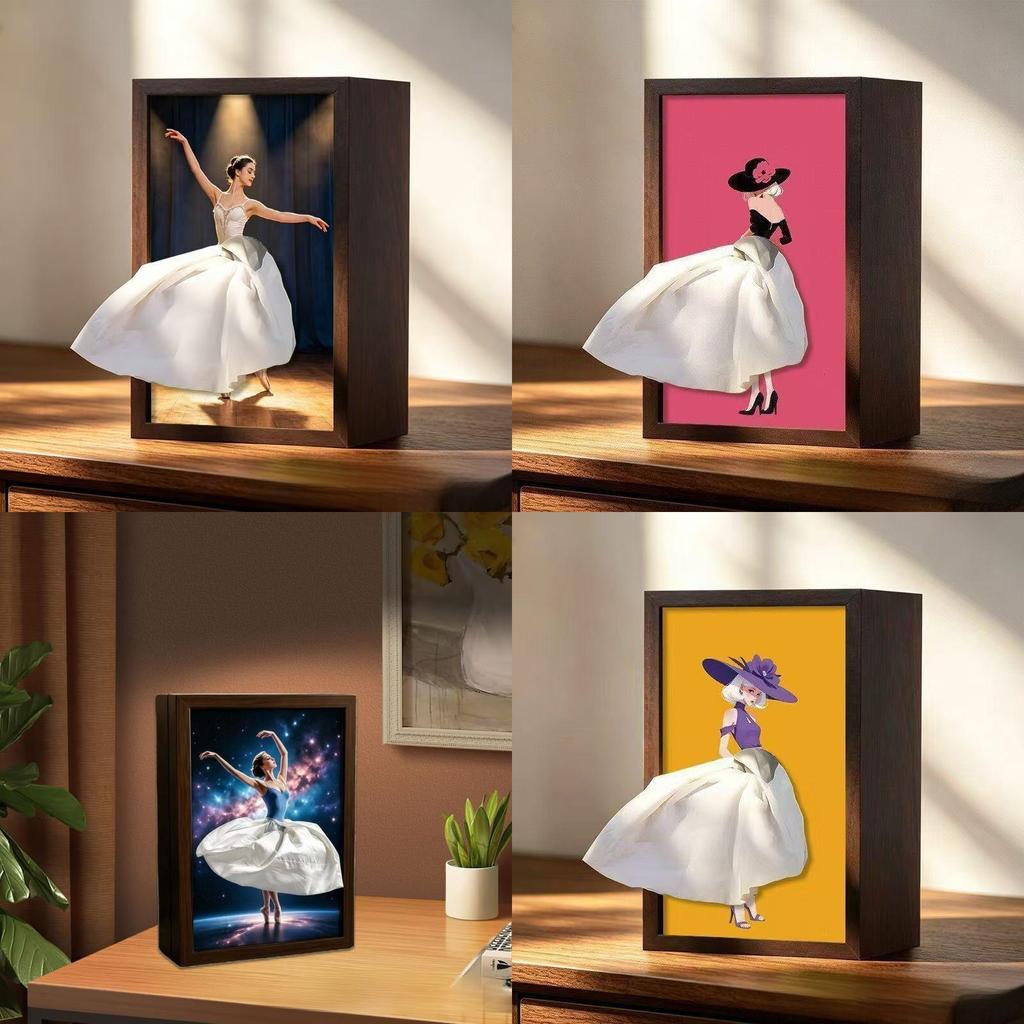 Ballet Dance Wooden Tissue Box Holder With Creative Cartoon Design For Home Decor