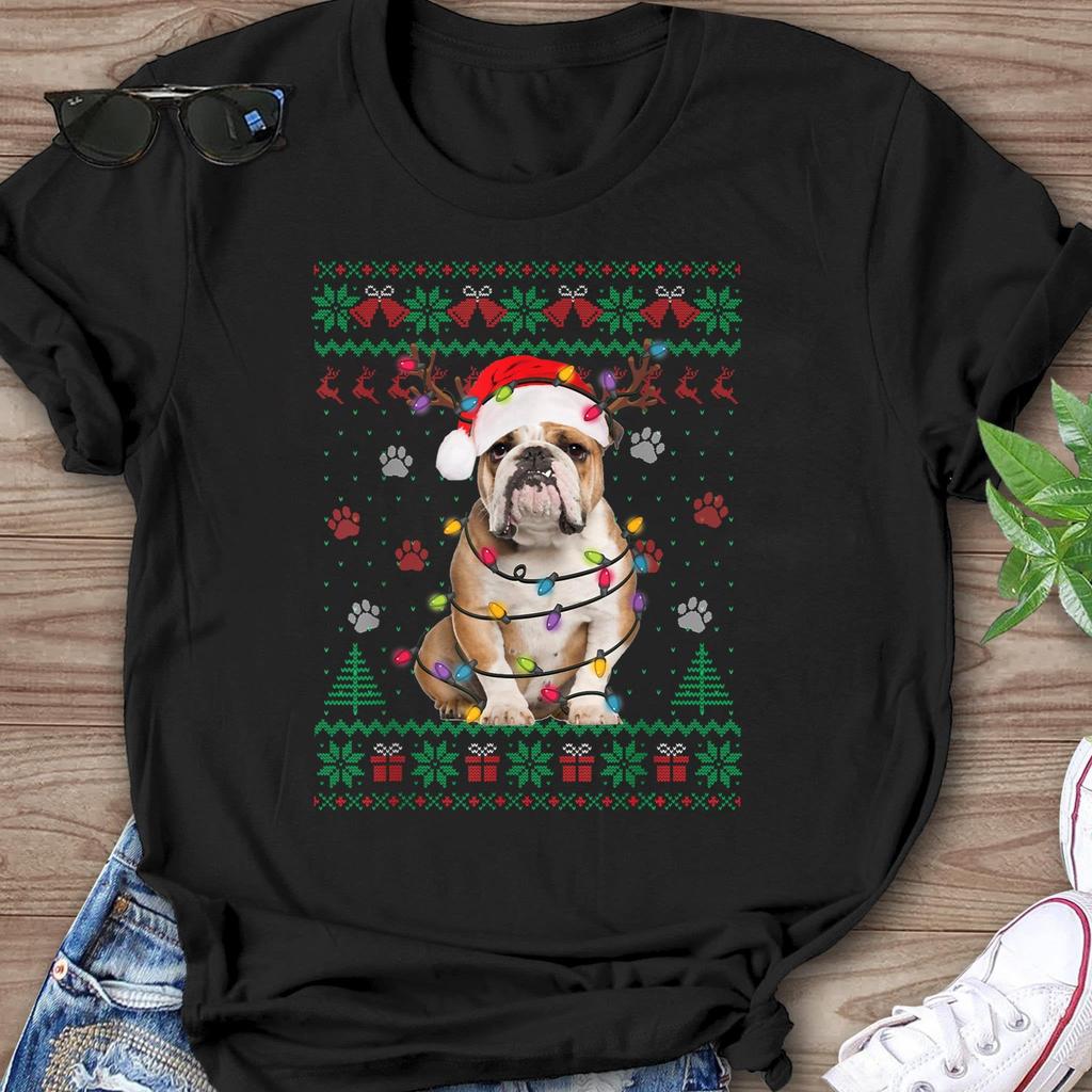 English Bulldog Christmas T-Shirt: Santa Dog Lover Gift
