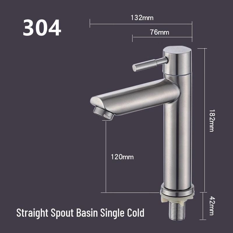TLXT Brushed Stainless Steel Single Cold Basin Faucet