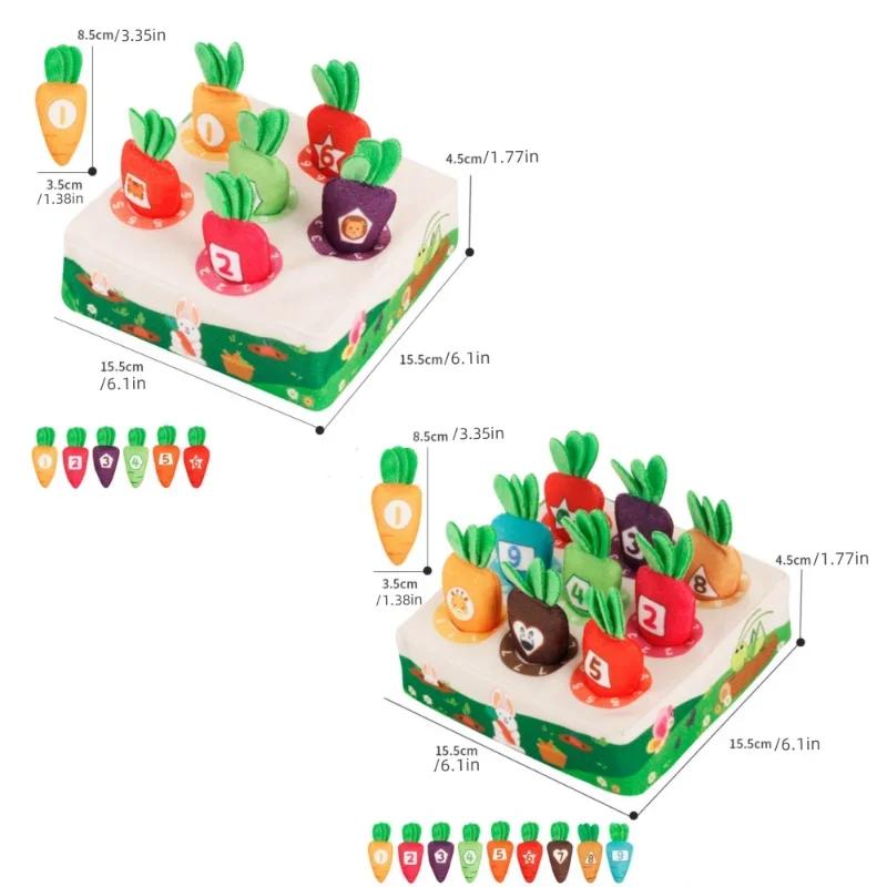 Montessori Carrot Harvest Game Cotton Shape Color Classification Matching Recognition Puzzle Toys