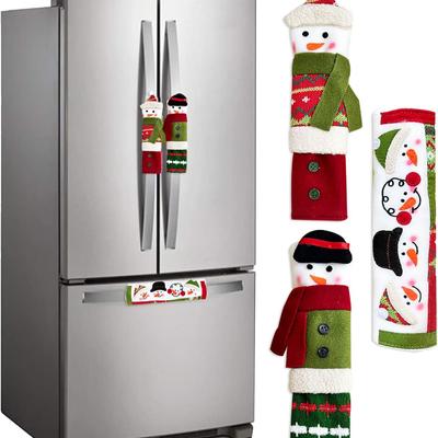 3pcs Christmas Snowman Refrigerator Door Handle Covers Christmas Decorations Fits Standard Size Kitchen Refrigerator Microwave Oven
