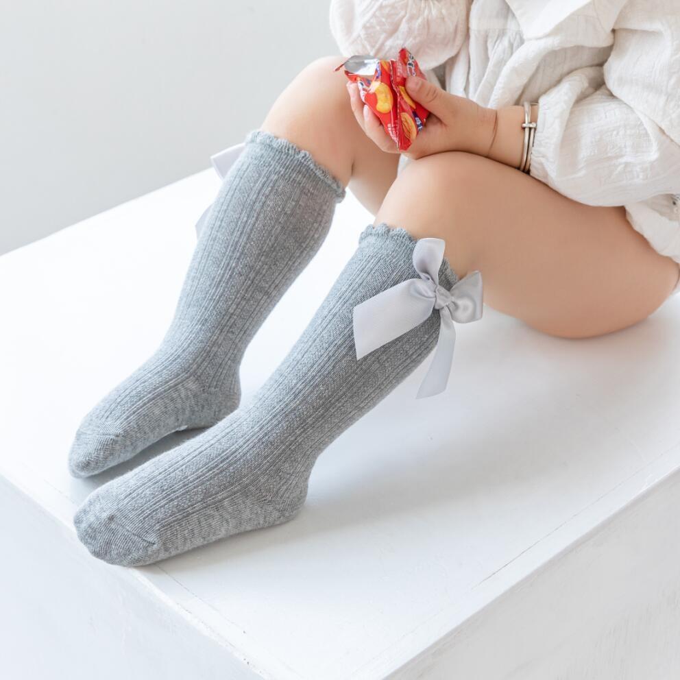 3Pairs/set 0-3Y Baby Girls Big Bow Knee High Socks Children's Princess Floor Sock Non-slip Kids Toddler Stockings