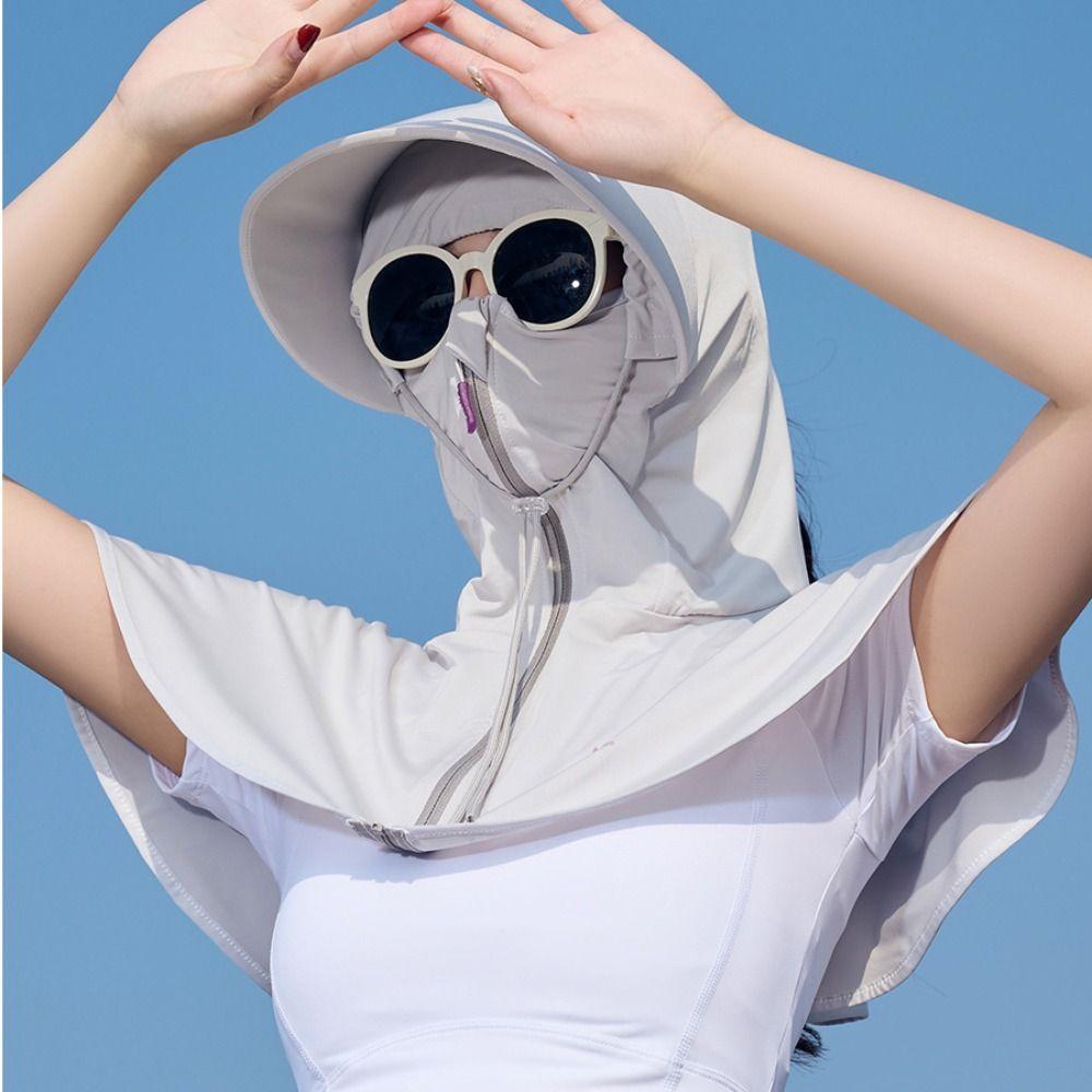 Vêtements de Protection Solaire Respirants Capuche Masque Châle Protecteur Anti-UV Chapeau Pour Femmes