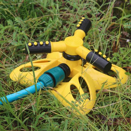 360-Degree Rotation Lawn Sprinkler with 3 Arm Leakproof Large Coverage Area Irrigation System Easy Assembly Automatic Water Sprinkler