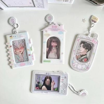 1Pc  Cute Mobile Phone Camera House Shape PVC Card Holder Kpop 3-inch Photocard Display Pendant for Backpack Keychain
