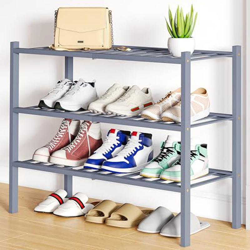 Olanly Bamboo Shoe Organizer Quality Expandable Shoe Rack Stackable Free Standing Wooden Shoe Storage Shelf For Entryway Closet