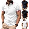 New Men's Casual POLO Shirt Buttons Ribbed Lapel Design Versatile T-shirt Tops Fashion Sweatshirt