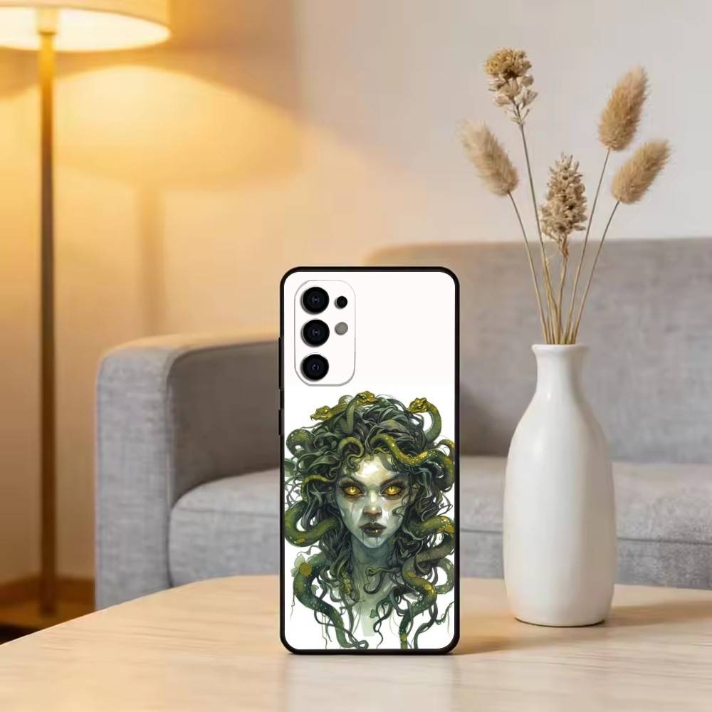 Medusa G-Mythology Phone Case Black Silicone Soft For Samsung S25,S24,S21,S22,S23,S30,Ultra,S20,Plus,Fe,Lite