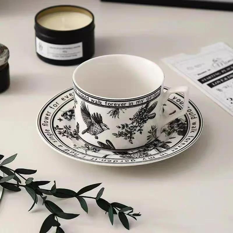 Pinellia Ternata Flower Coffee Cup And Plate Set Ins Small Fragrant Mug With Handle Nordic Style High Feeling Aesthetic Value