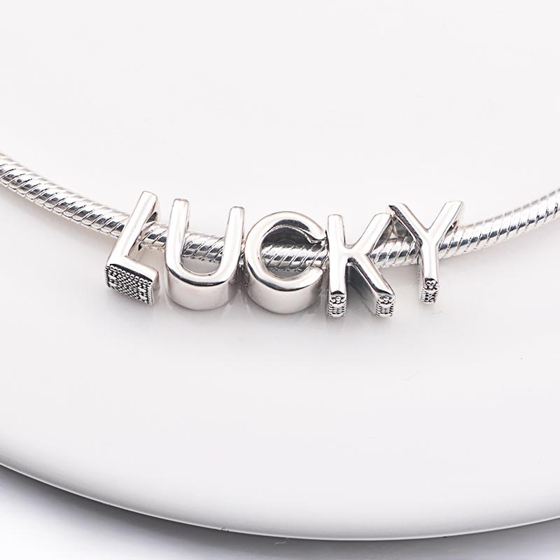 New 100% Real S925 Sterling Silver Letter Alphabet A-Z Charm Beads Fit Original  Charms Bracelet Pendant Women DIY Jewelry