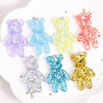 Keyring Glitter Flatback Craft Bracelets Charm Bear Keychain DIY Drop Necklace Little Bears Pendant