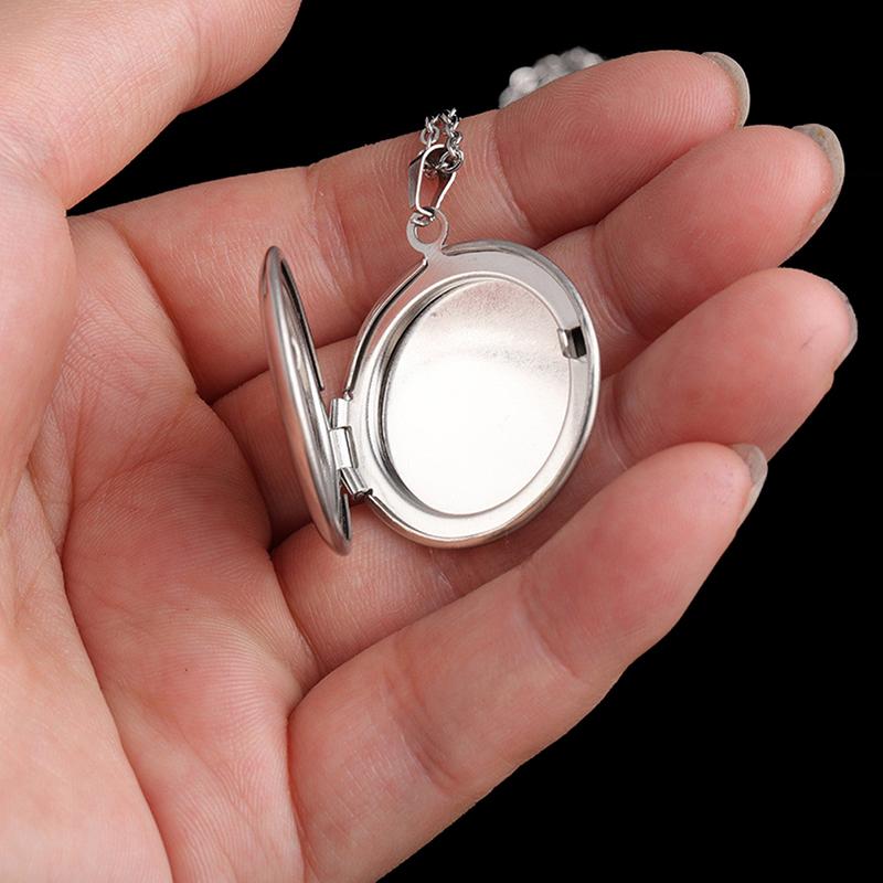 Stainless Steel Photo Locket Necklace 3 Colors Open Round Pendant Necklaces