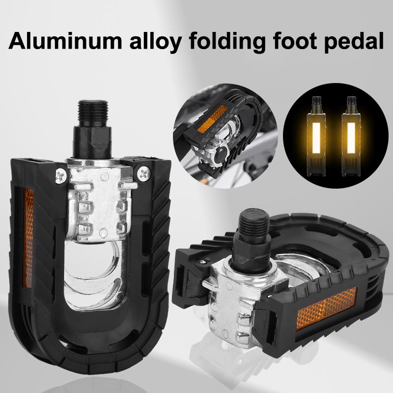 Pedales de Bicicleta Plegable Para Bicicleta Eléctrica Con Tiras Reflectantes Pedales Planos Anchos, Pedales de Ciclismo Urbano de Aluminio