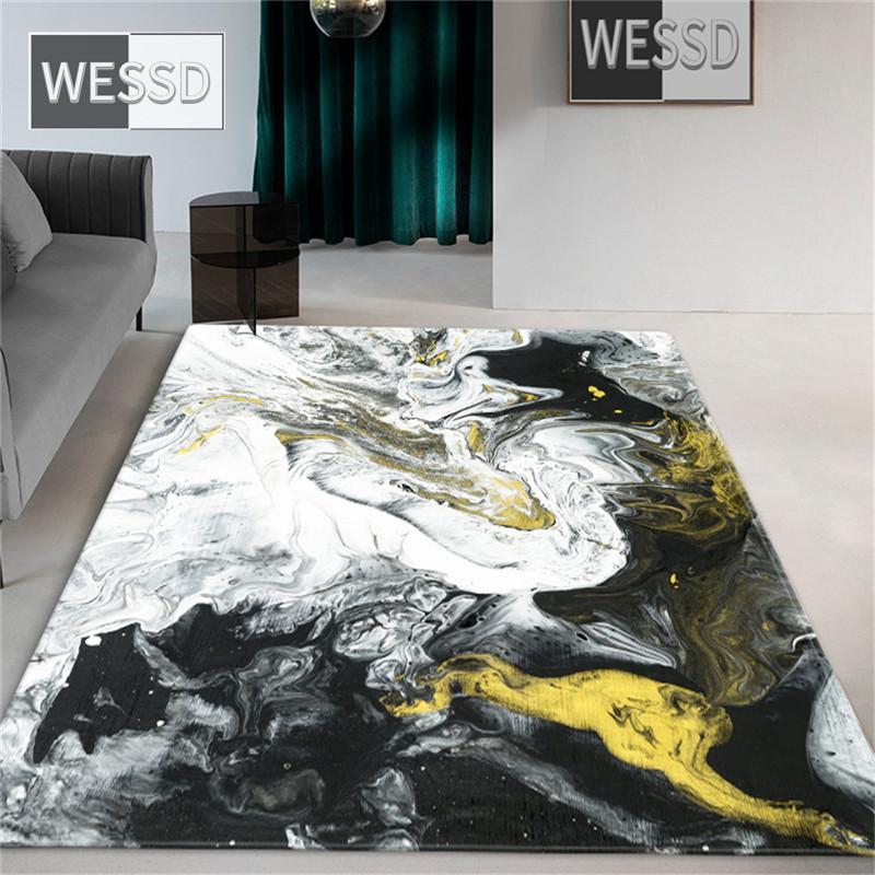 Gray White Abstract Marble Carpet Living Room Coffee Table Rug Chinese Landscape Bedroom Carpet Flannel Sponge Mat In Bathroom