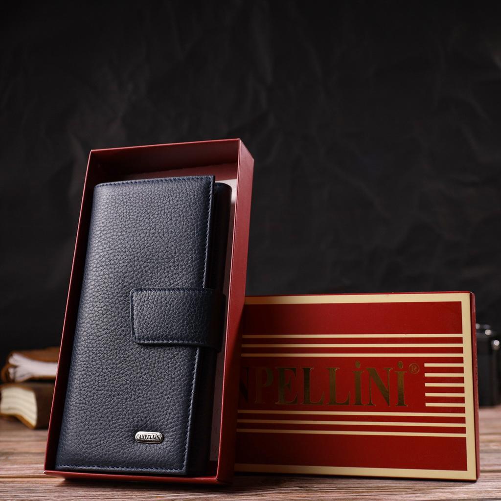 Vertical Fashionable Men's Wallet Made of Genuine Leather Flotar CANPELLINI 21841 Blue