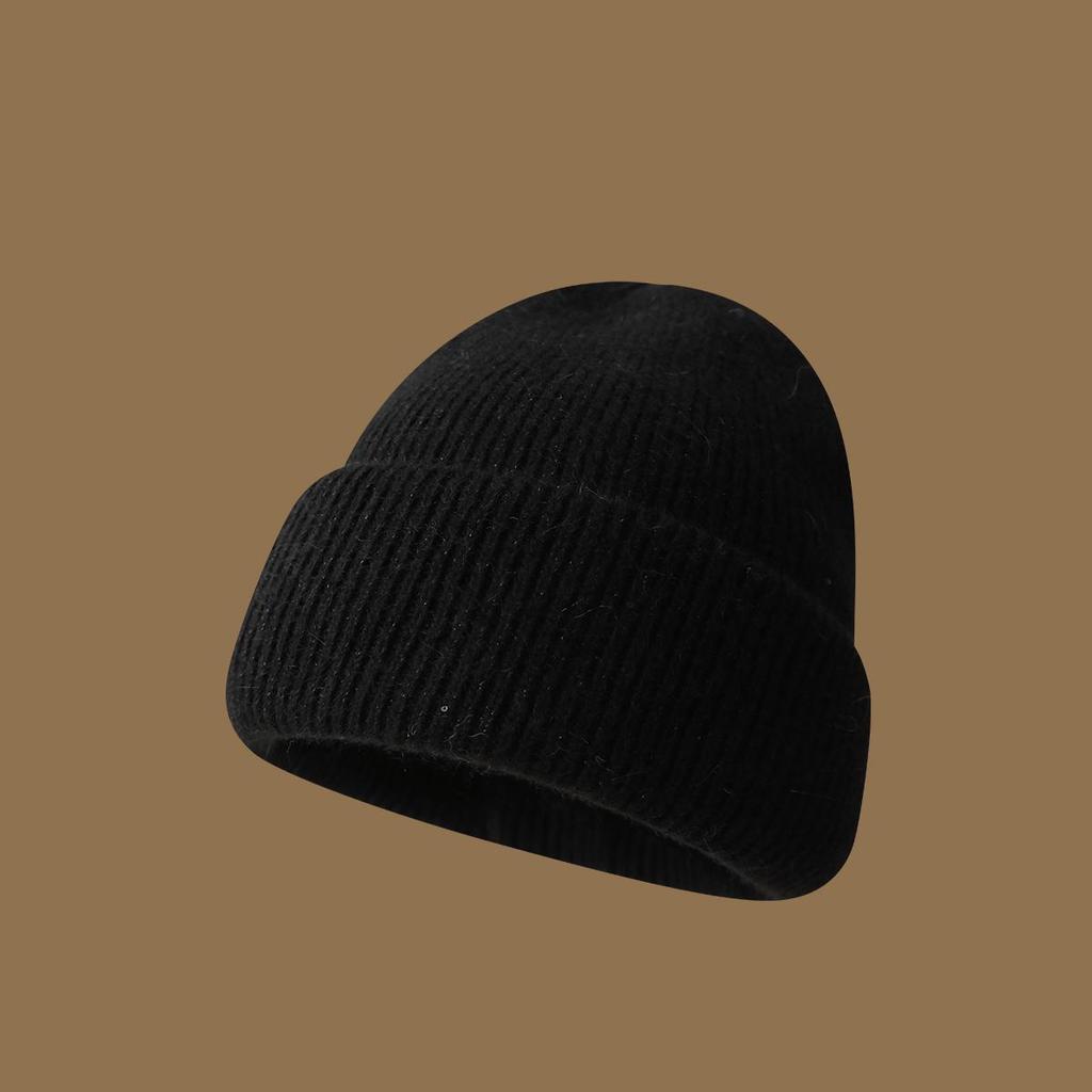 Winter Hats For Women Rabbit Fur Shiny Knitted Beanie Baggy Caps Korean Style Sweet Simple Bonnet Solid Color New
