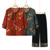 Summer Mid-Sleeve Casual T-Shirt & Thin Two-Piece Set for Elderly Women