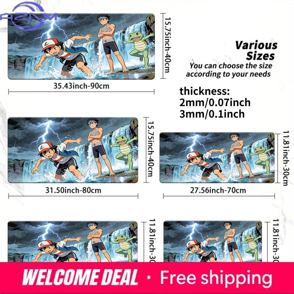 Pokemon Ash Waterfall Adventure Anime Playmat NonSlip TCG Card Mat 30x80x0.2cm