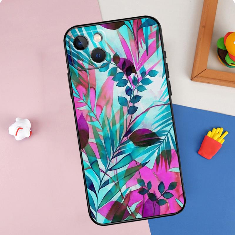 Tropical Leaves Phone Case For iPhone 16 Pro Max 11 12 13 14 15 Pro Max Mini 16e 15 16 Plus XR Cover Shell
