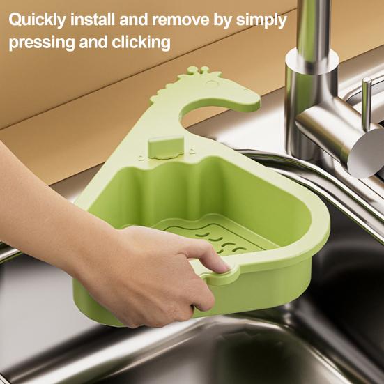 Yousheng Sink Strainer Basket Triangular Design Easy to Install Automatic Dumping Sink Strainer Basket Faucet Sponge Storage Rack