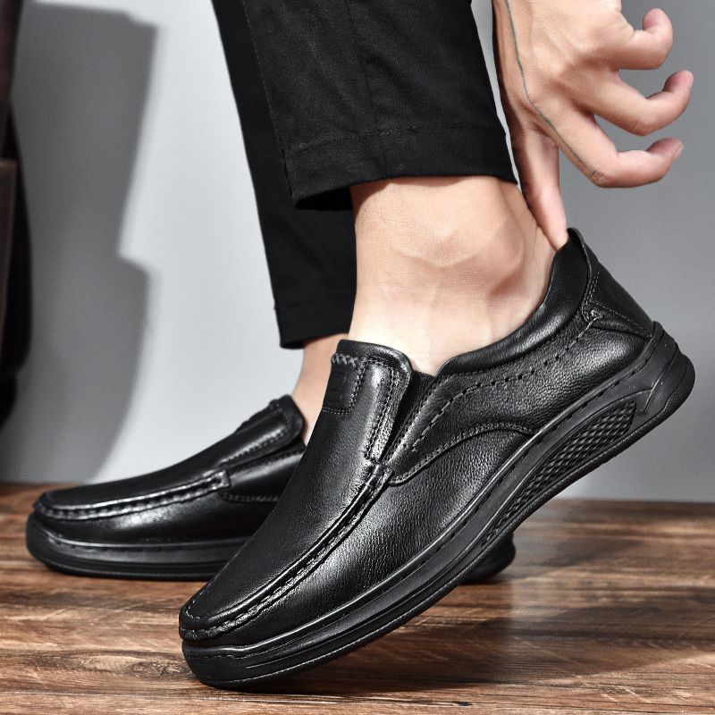 Men's Leather Handmade Big Brand Tail Business Casual Leather Shoes