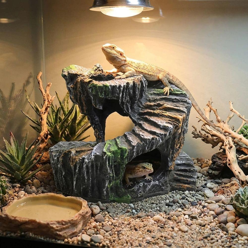Non-Toxic Turtle Basking Platform Resin Reptile Hiding Cave Artificial Rock Cave  Reptile Habitats